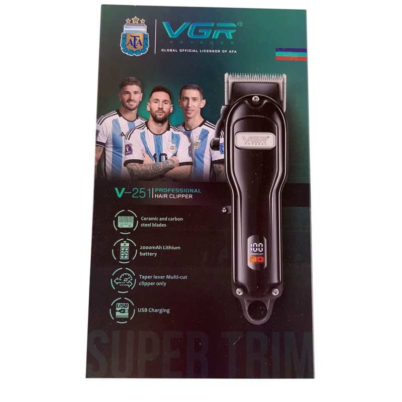 Аккумуляторная машинка для стрижки (clipper) VGR V-251, 4 насадки, 2000 mAh, LED display оптом в Украине