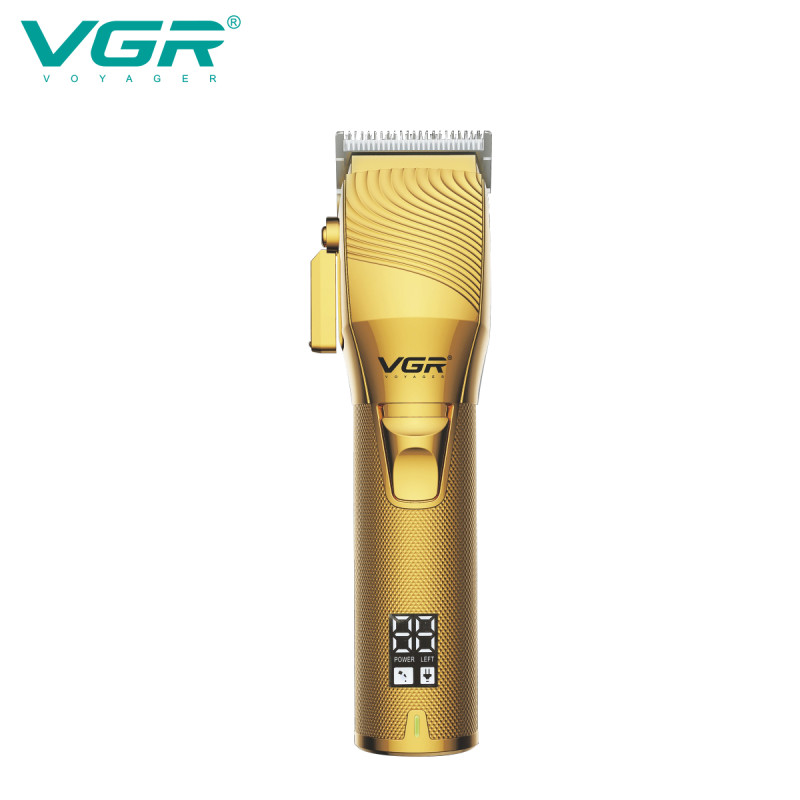 Акумуляторна машинка для стрижки (clipper) VGR V-280 GOLD, 6 насадок, LED display