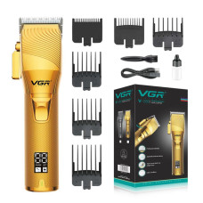 Акумуляторна машинка для стрижки (clipper) VGR V-280 GOLD, 6 насадок, LED display