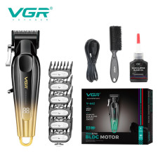 Акумуляторна машинка для стрижки (clipper) VGR V-662 GOLD, 7000 RPM, 6 насадок, LED display