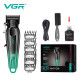 Акумуляторна машинка для стрижки (clipper) VGR V-662 GREEN, 7000 RPM, 6 насадок, LED display