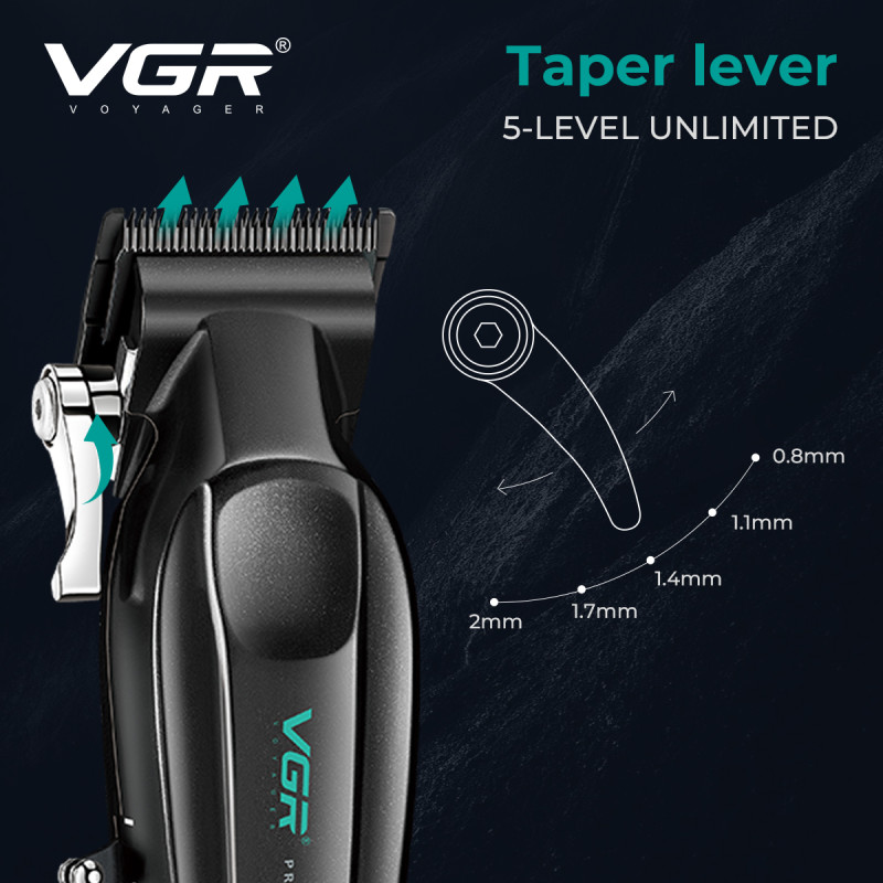 Акумуляторна машинка для стрижки (clipper) VGR V-662 GREEN, 7000 RPM, 6 насадок, LED display