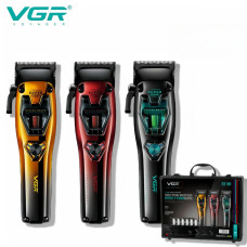 Акумуляторна машинка для стрижки (clipper) VGR V-668, VECTOR MOTOR 8000-11000 RPM, 6 насадок, LED display
