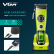 Акумуляторна машинка для стрижки (clipper) VGR V-880C BLACK, EXTERNAL ROTOR MOTOR, MIM BLADE, 11 насадок, док-станція