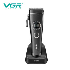 Акумуляторна машинка для стрижки (clipper) VGR V-880C BLACK, EXTERNAL ROTOR MOTOR, MIM BLADE, 11 насадок, док-станція