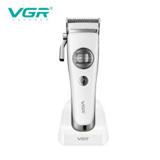Акумуляторна машинка для стрижки (clipper) VGR V-880C WHITE, EXTERNAL ROTOR MOTOR, MIM BLADE, 11 насадок, док-станція