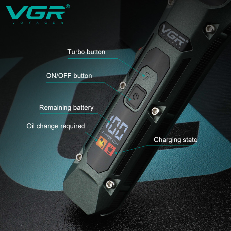 Акумуляторна машинка для стриження (clipper) VGR V-696, 4 насадки, LED display