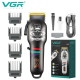 Акумуляторна машинка для стриження (clipper) VGR V-699 BLACK, 4 насадки, LED display