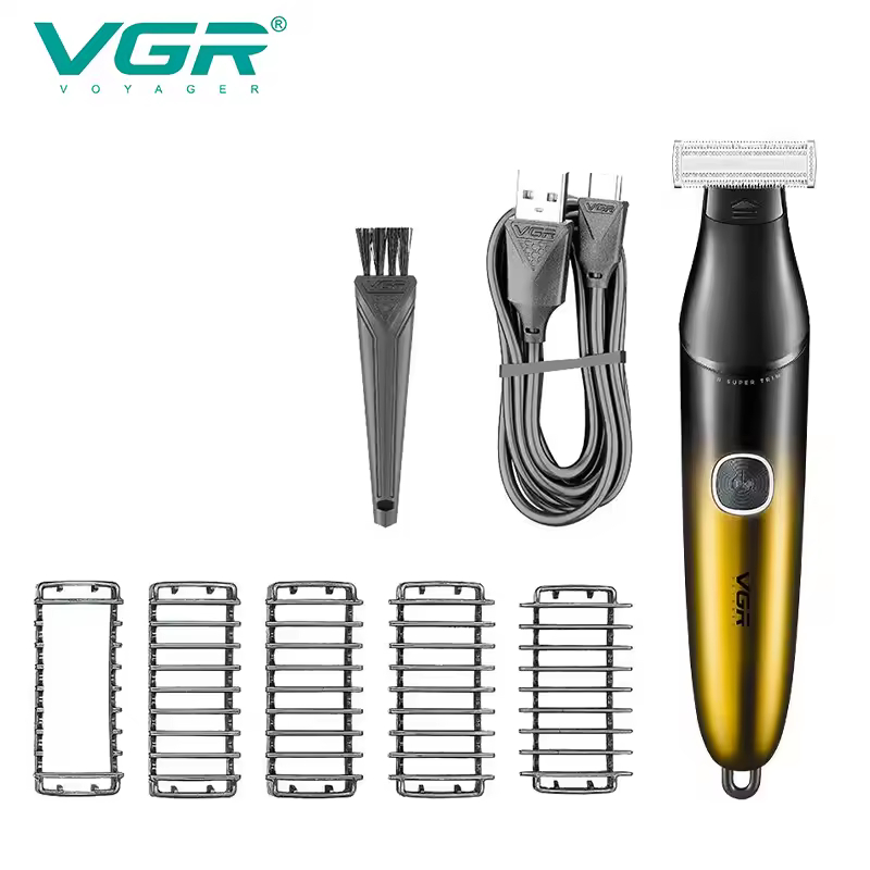 Бритва-тример для стрижки бороди та вусів VGR V-339 GOLD, 4 насадки, IPX7