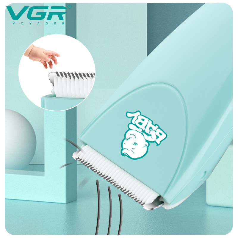 Дитяча машинка для стриження VGR V-150 MINT, 3 безпечні насадки, бесшумна, IPX7