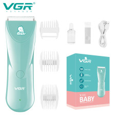 Дитяча машинка для стриження VGR V-150 MINT, 3 безпечні насадки, бесшумна, IPX7