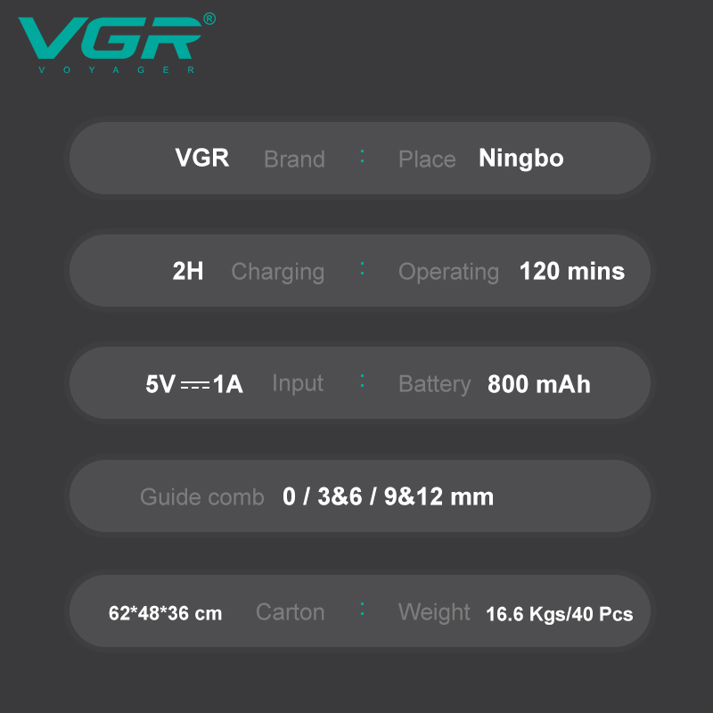 Дитяча машинка для стриження з функцією збору волосся VGR V-155 GREEN, 3 безпечні насадки, бесшумна, IPX8