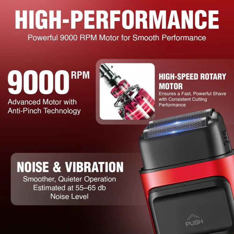 Електробритва VGR V-307 RED шейвер, подвійне лезо, 2000mAh, 9000 RPM