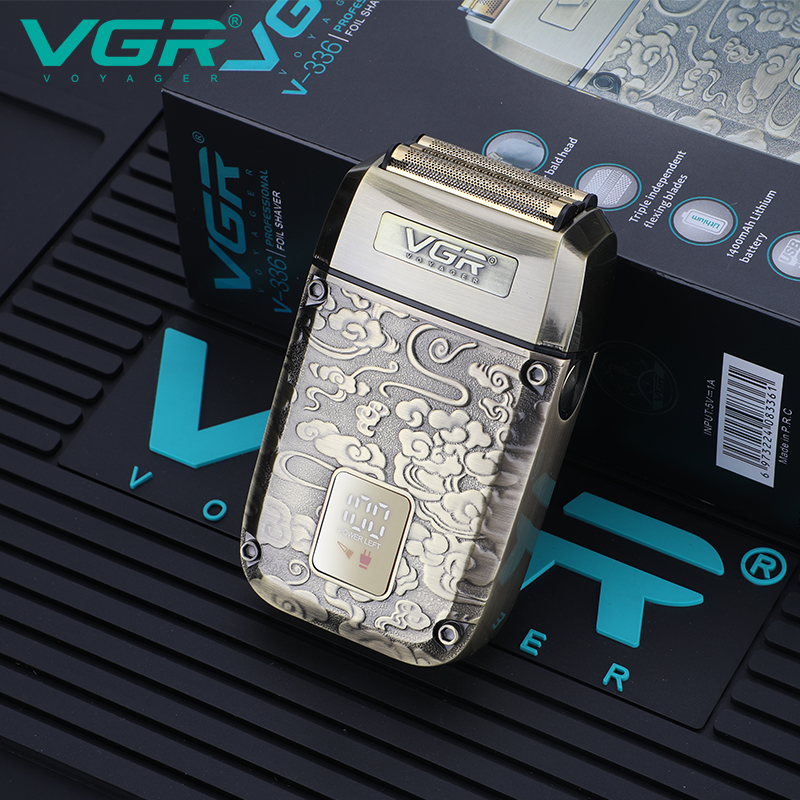 Электробритва VGR V-336 шейвер, двойное лезвие + триммер, LED Display, металлическая оптом в Украине