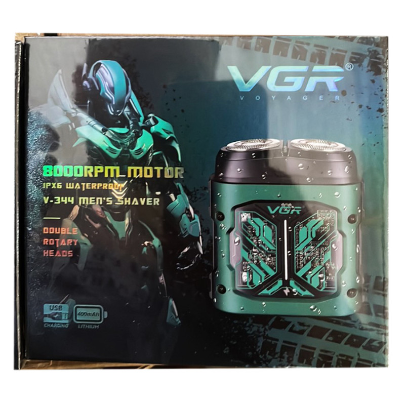 Електробритва VGR V-344 GREEN, роторна, 8000 RPM, IPX6
