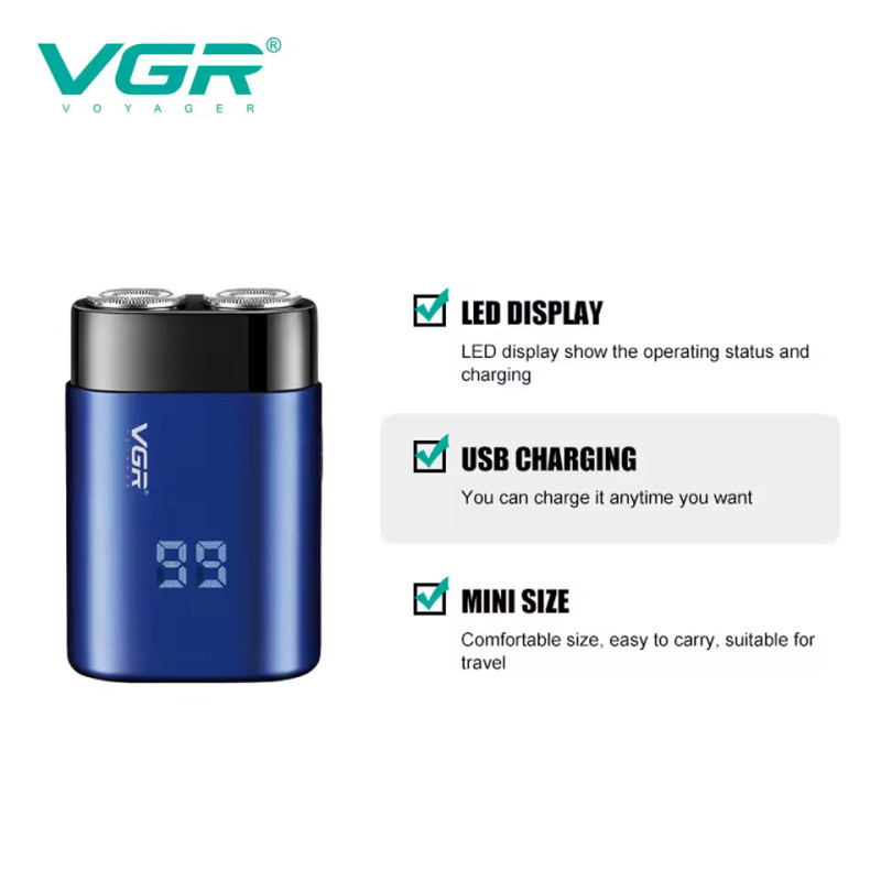 Електробритва VGR V-347 BLUE, роторна, IPX7