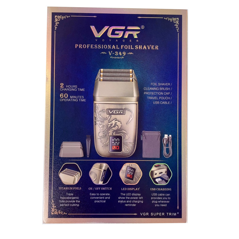 Электробритва VGR V-349 шейвер, тройное лезвие, IPX6, LED Display оптом в Украине