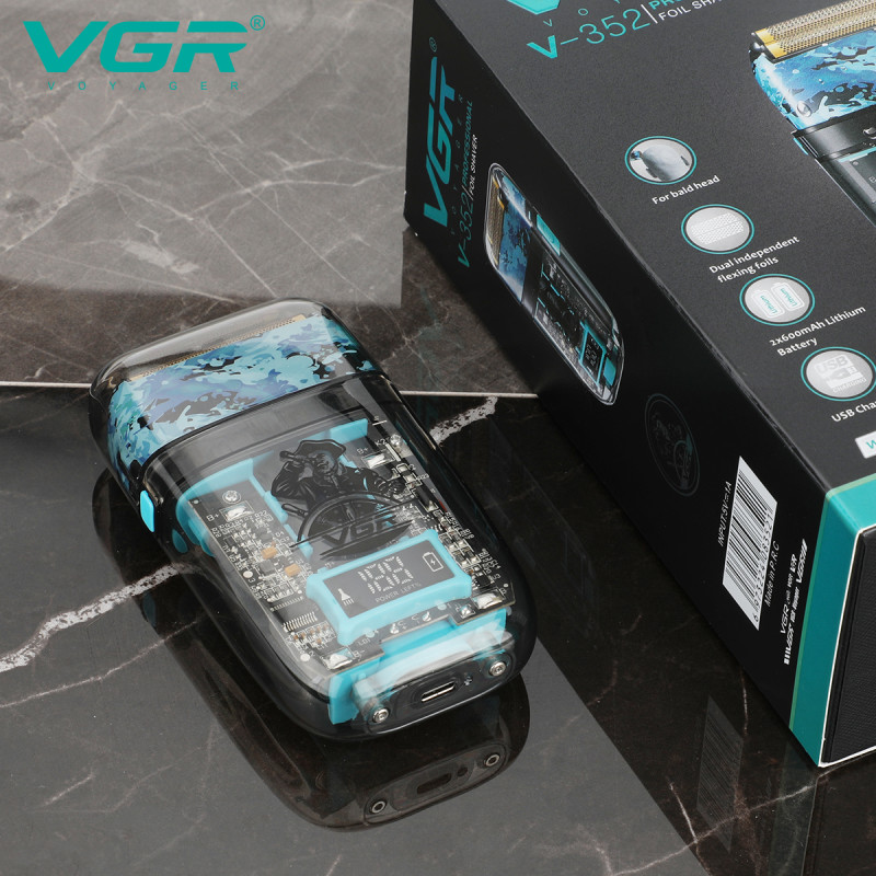 Електробритва VGR V-352 шейвер, подвійне лезо, IPX5, LED Display
