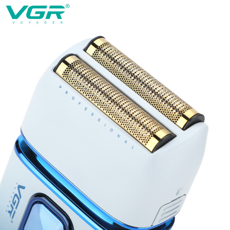 Електробритва VGR V-362 BLUE шейвер, подвійне лезо, триммер, IPX6, LED Display