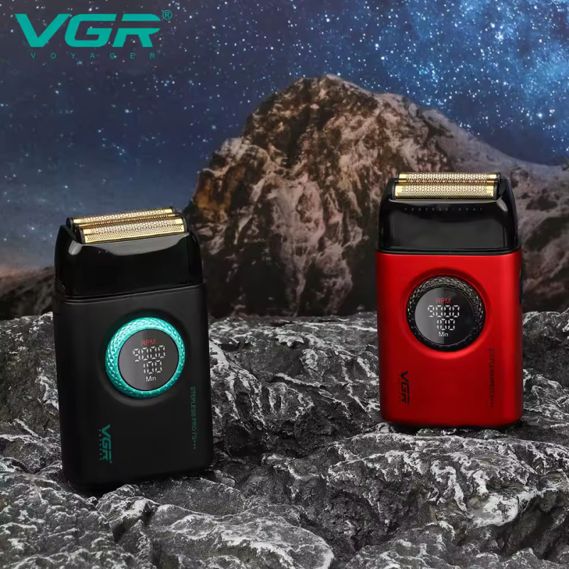Электробритва VGR V-378 BLACK шейвер, двойное лезвие + триммер, регулировка мощности 7000-9000 RPM, LED Display оптом в Украине
