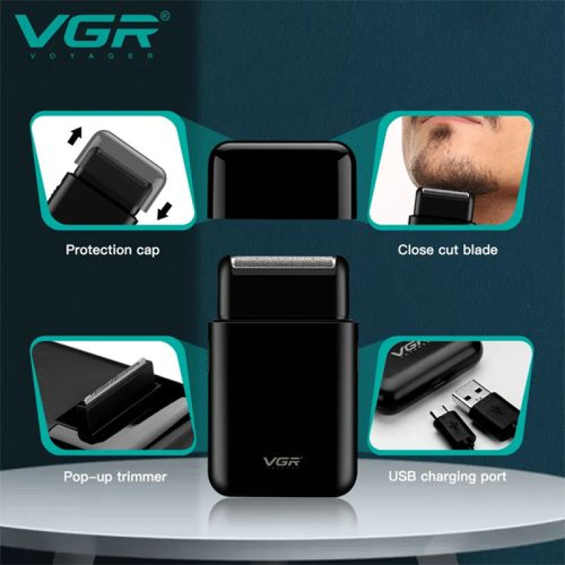Електробритва VGR V-390 шейвер BLACK, висувний тример