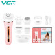 Епілятор VGR 5 в 1 V-751 PINK, 5 насадок, IPX6
