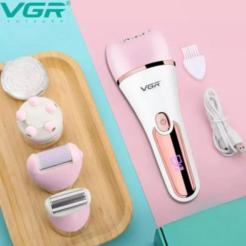 Епілятор VGR 6 в 1 V-733 PINK, 12 насадок, IPX7, LED display