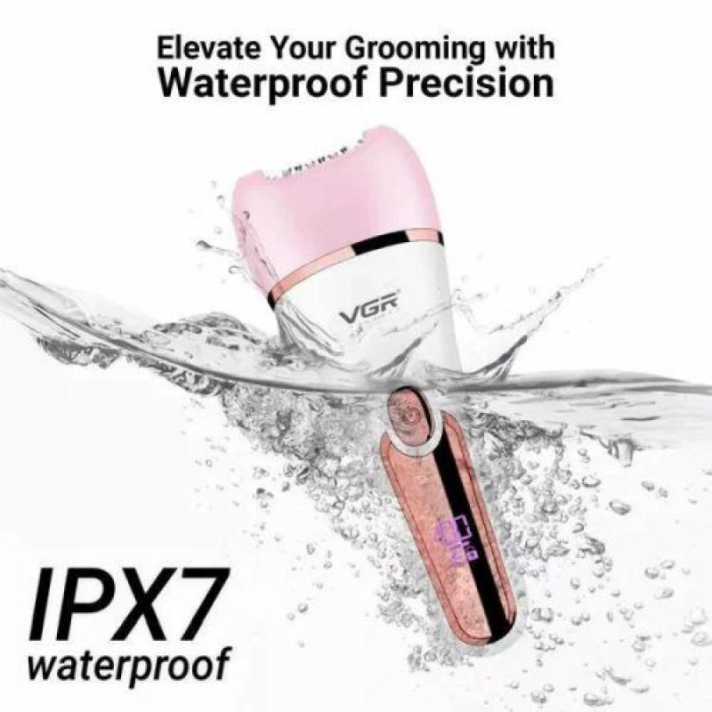 Епілятор VGR 6 в 1 V-733 PINK, 12 насадок, IPX7, LED display