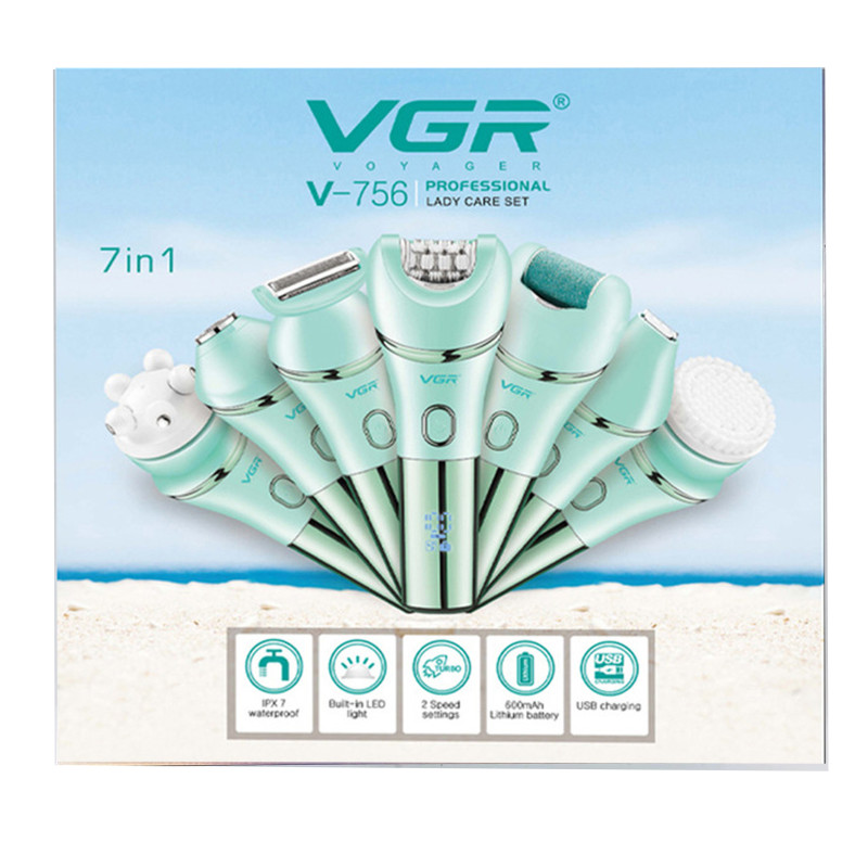 Епілятор VGR 7 в 1 V-756 GOLD, 7 насадок, IPX7