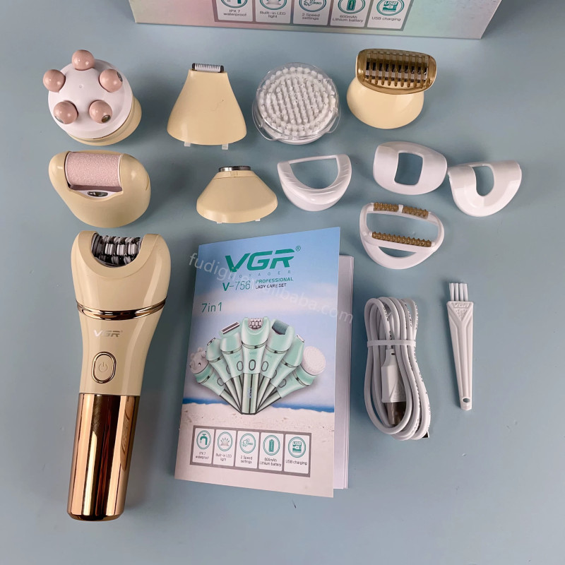 Епілятор VGR 7 в 1 V-756 GOLD, 7 насадок, IPX7