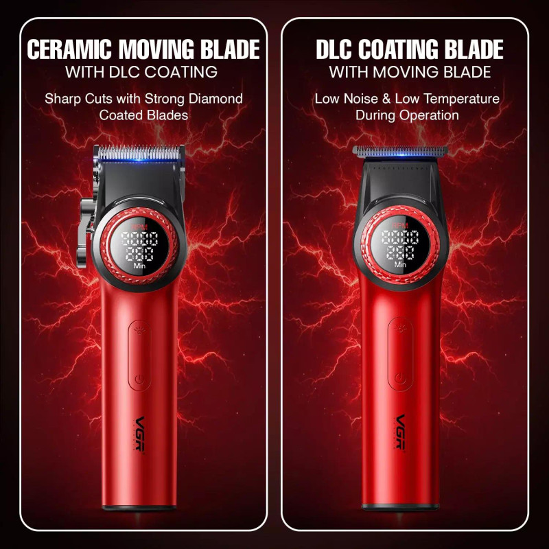 Комплект VGR 2 в 1 V-001&V-977 RED, акумуляторна машинка для стрижки (clipper) і тример