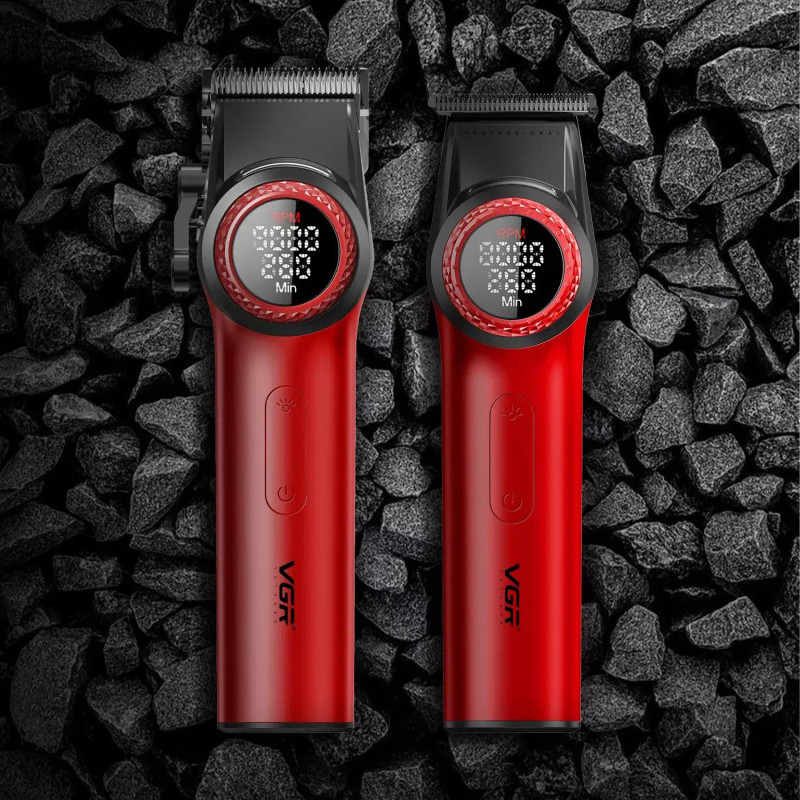 Комплект VGR 2 в 1 V-001&V-977 RED, акумуляторна машинка для стрижки (clipper) і тример