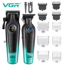 Комплект VGR 2 в 1 V-196&996 GREEN, акумуляторна машинка для стрижки (clipper) та триммер