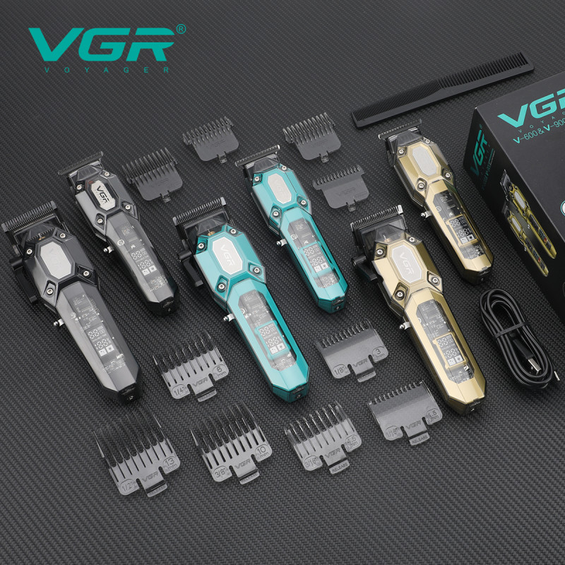 Комплект VGR 2 в 1 V-600&900 GOLD, акумуляторна машинка для стрижки (clipper) і тример, 10 насадок, LED display, 7000 RPM