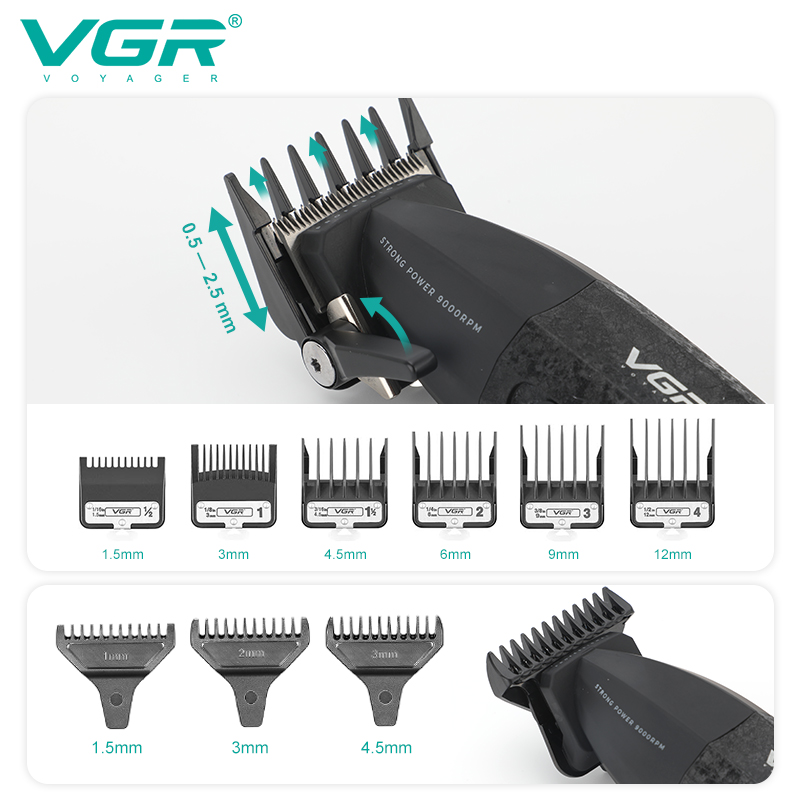 Комплект VGR 2 в 1 V-640 BLACK акумуляторна машинка для стриження (clipper) та триммер