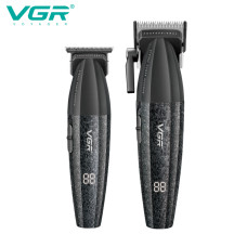 Комплект VGR 2 в 1 V-640 BLACK акумуляторна машинка для стриження (clipper) та триммер