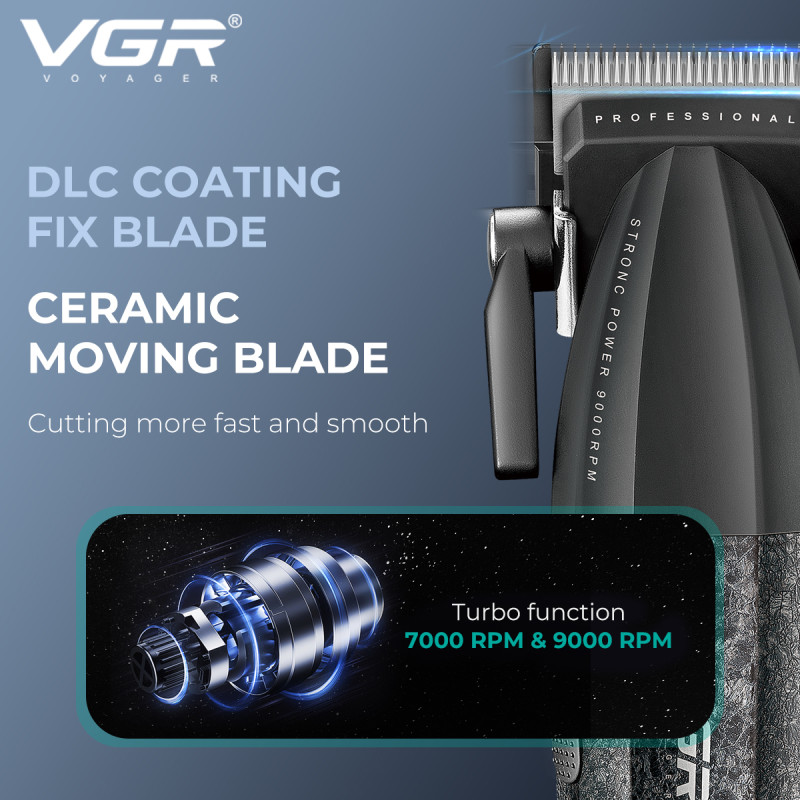 Комплект VGR 2 в 1 V-640 BLACK акумуляторна машинка для стриження (clipper) та триммер