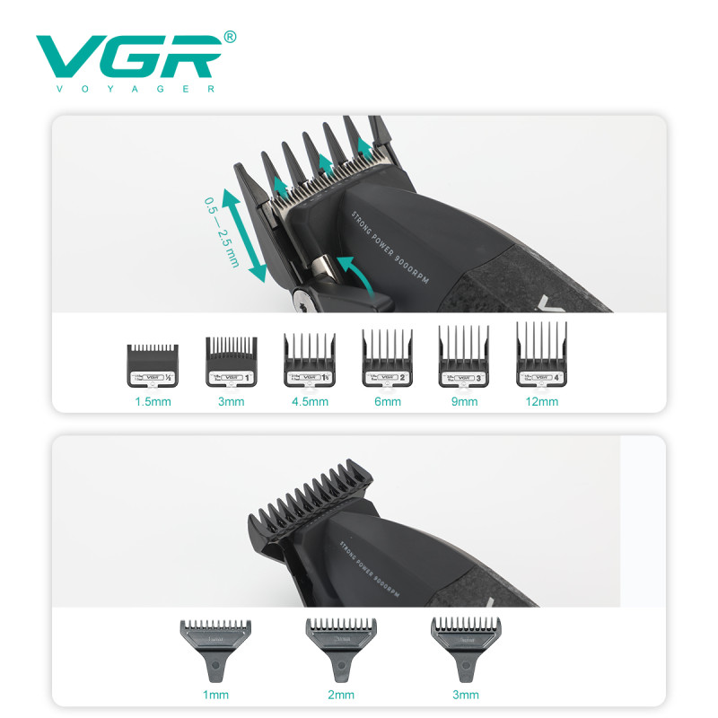 Комплект VGR 3 в 1 V-640 S3 BLACK, машинка для стрижки (clipper), триммер та електробритва (шейвер)
