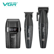 Комплект VGR 3 в 1 V-640 S3 BLACK, машинка для стрижки (clipper), триммер та електробритва (шейвер)