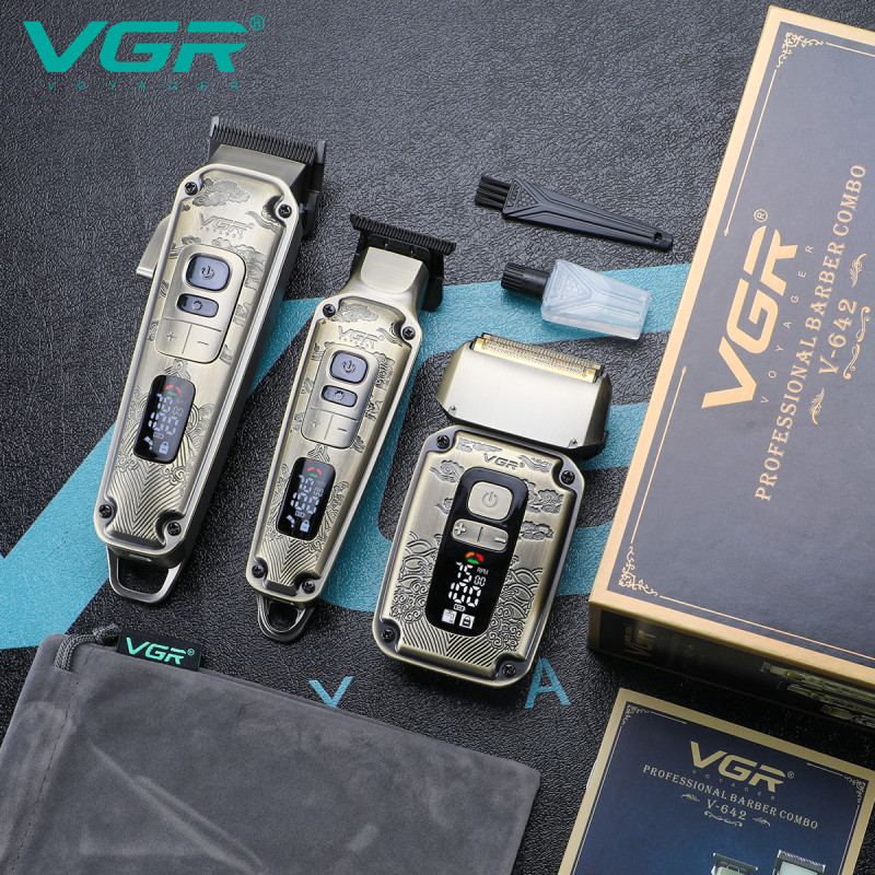 Комплект VGR 3 в 1 V-642 аккумуляторная машинка для стрижки (clipper), триммер и электробритва (шейвер) оптом в Украине