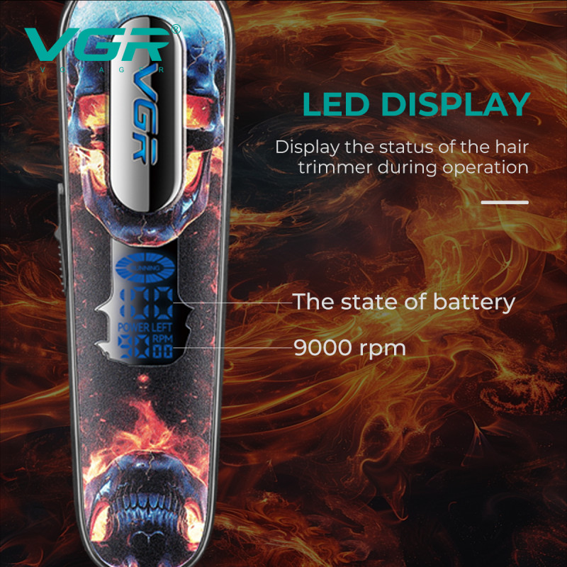 Тример V-260 RED, 3 насадки, 2000mAh, 9000 RPM, LED display