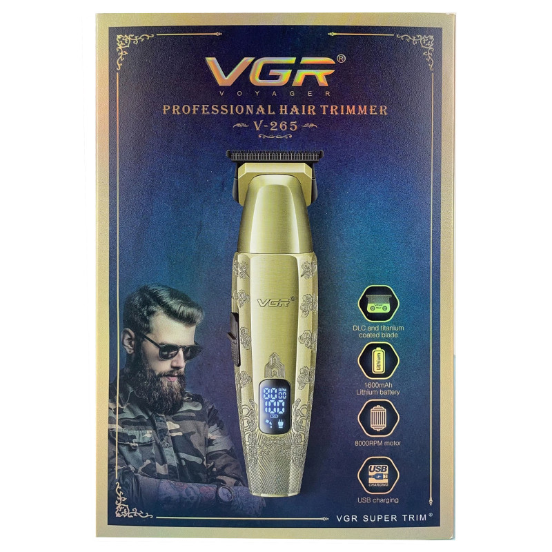 Тример V-265, 4 насадки, 1600mAh, 8000 RPM, LED display