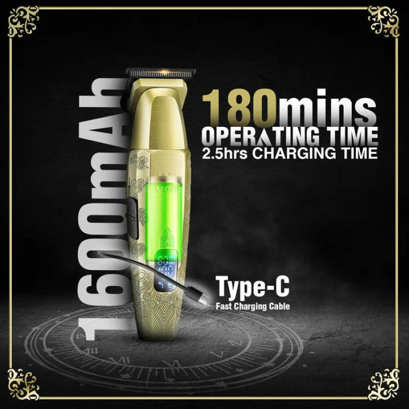 Тример V-265, 4 насадки, 1600mAh, 8000 RPM, LED display