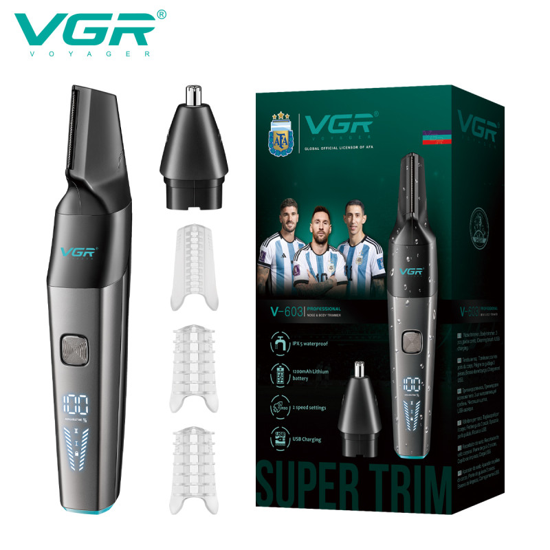 Триммер VGR 2 в 1 V-603, 2 насадки (для носа и волос), IPX5 оптом в Украине