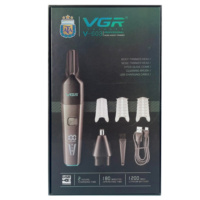 Триммер VGR 2 в 1 V-603, 2 насадки (для носа и волос), IPX5 оптом в Украине