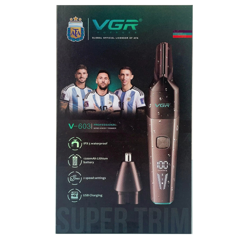 Триммер VGR 2 в 1 V-603, 2 насадки (для носа и волос), IPX5 оптом в Украине