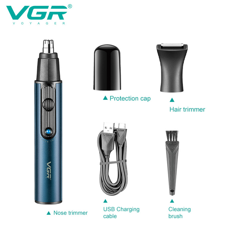Триммер VGR 2 в 1 V-626 BLUE, 2 насадки (для носа и волос) оптом в Украине
