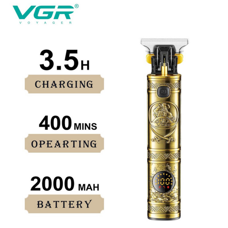 Тример VGR V-097 GOLD, 3 насадки, LED display