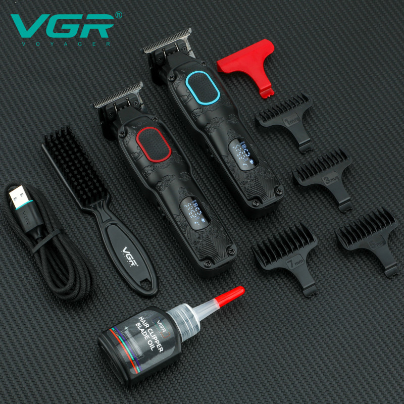 Тример VGR V-254 GREEN, 4 насадки, 7000 RPM, 2000 mAh, LED display