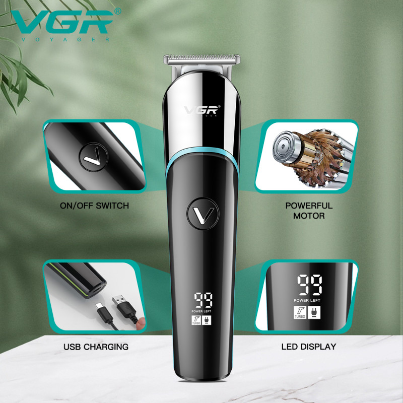 Тример VGR V-291 GREEN, 4 насадки, LED display